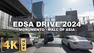 Driving Tour on EDSA in 2024! The BUSIEST Road in Manila! | Monumento to Mall of Asia, Philippines