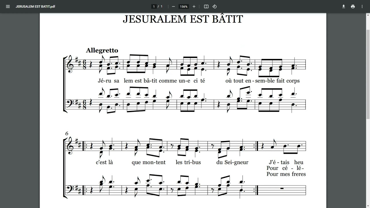 Partition Catholique Ivoirienne JERUSALEM EST BÂTIE COMME UNE CITE