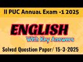 2nd PUC Annual Exam-1 || ENGLISH || key Answers 15-03-2025