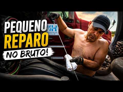 Miniatura do vídeo: Caminhoneiro nos EUA. Pequeno Reparo no Motor do Bruto!