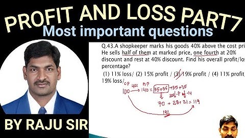 PROFIT AND LOSS PART7(Most important problems)