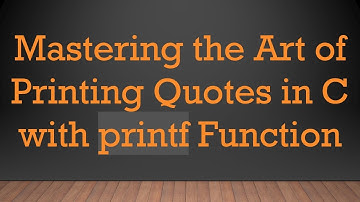 Mastering the Art of Printing Quotes in C with printf Function