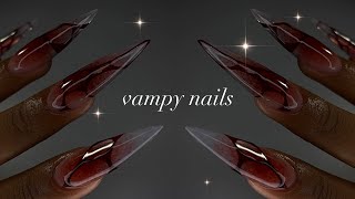 Details RED VAMPY NAILS🩸| trying Born Pretty products + intricate nail art!✨ Guide