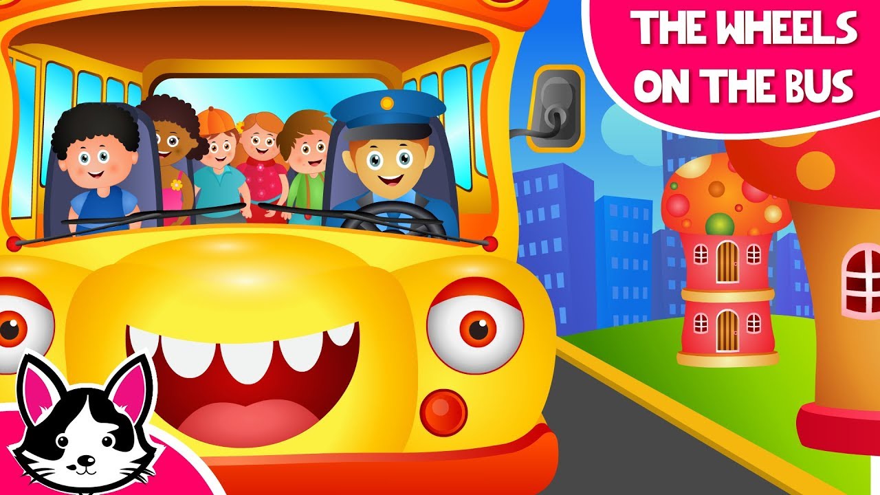 Wheels On The Bus Go Round And Round Cartoon Animation Kids' Songs