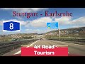 Driving in Germany from Stuttgart to Karlsruhe on A8