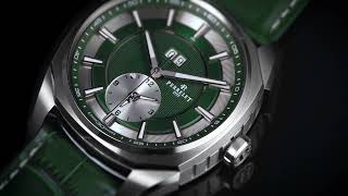 PERRELET LAB PERIPHERAL DUAL TIME BIG DATE GREEN