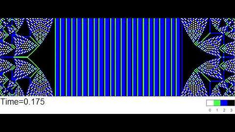 Sandpile identity dynamics induced by H1a=i on a 243x81 rectangle