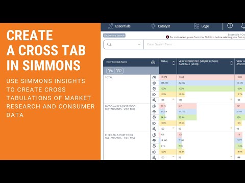 How to create a cross tab in Simmons Insights