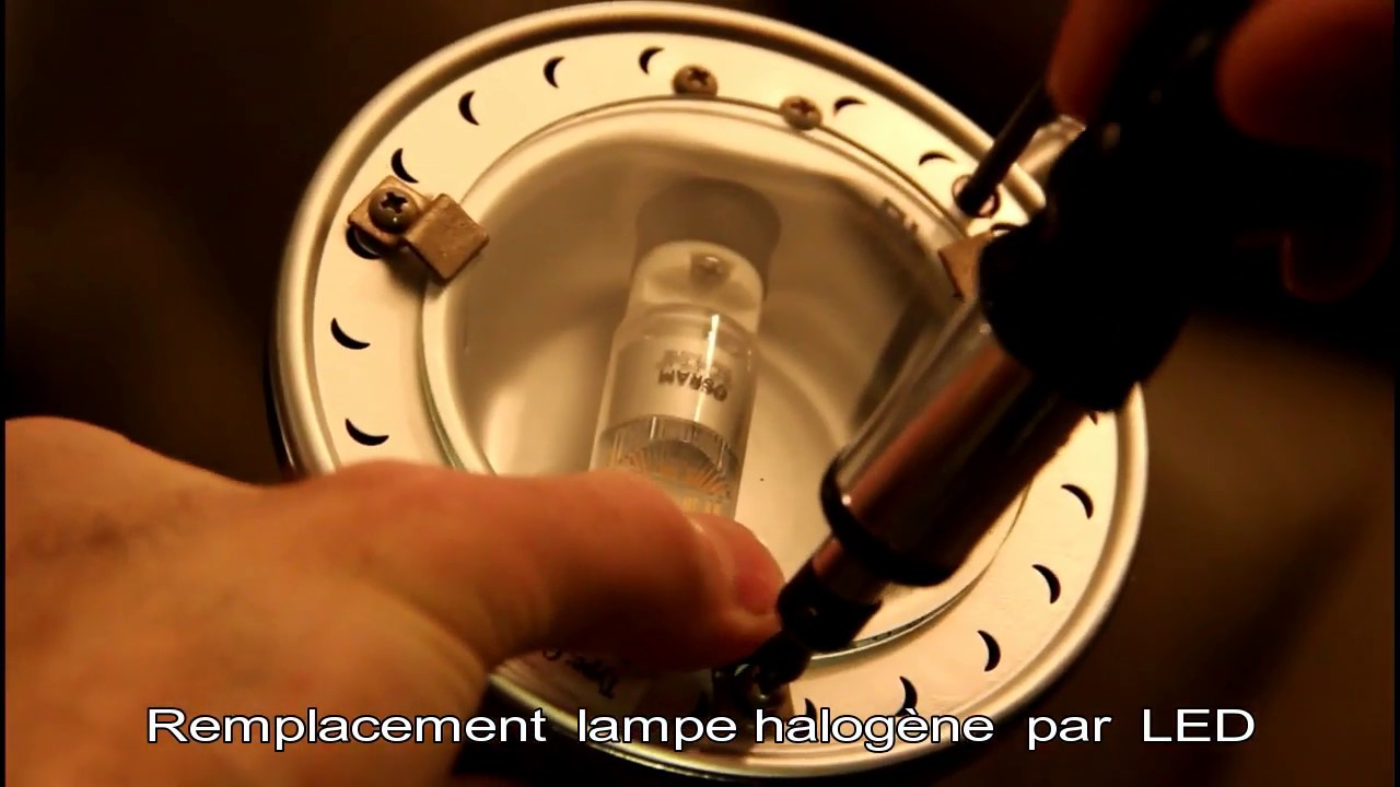 Remplacement d'une lampe halogène par une lampe LED - YouTube