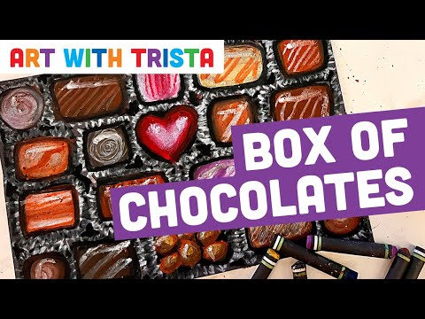 Box of Chocolates Oil Pastel Drawing Tutorial Inspired by Wayne Thiebaud - Art With Trista