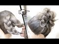 初心者の方必見！簡単！アイロンなし！三つ編み２つで作る ゆるふわお団子のヘアアレンジ！ほぐし方教えます！Easy MESSY BUN| Bun Hairstyle | Updo Hairstyle