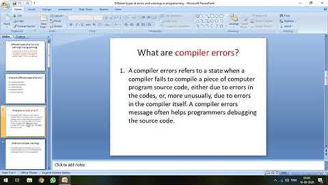 WHAT ARE DIFFERENT TYPES OF ERRORS AND WARNINGS IN PROGRAMMING