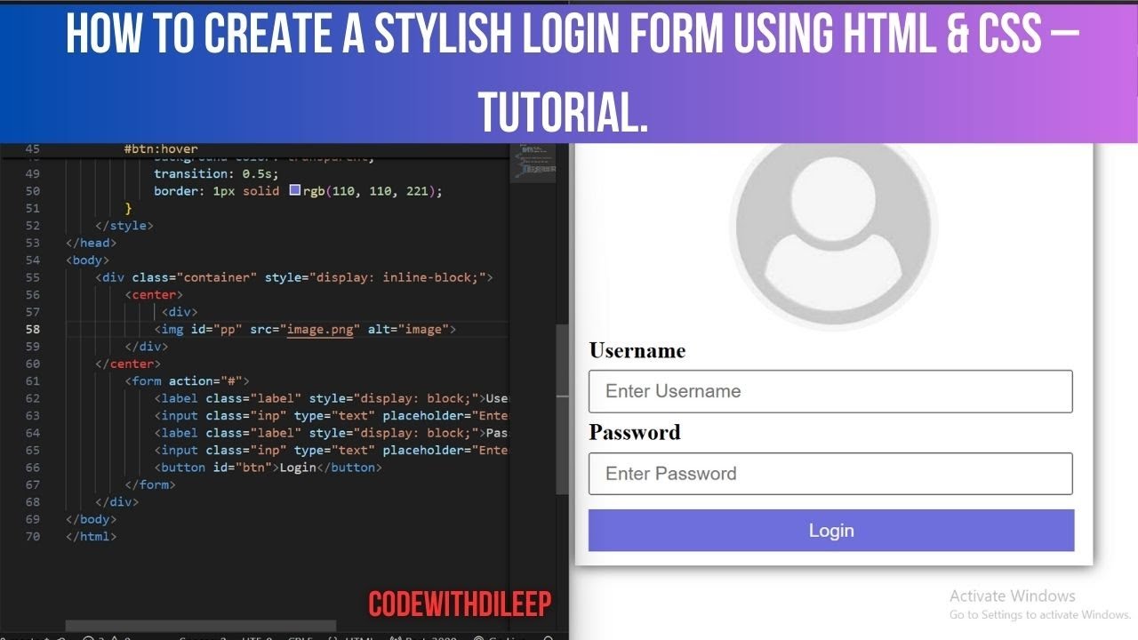 How to Create a Stylish Login Form Using HTML & CSS โ Tutorial.#coding ...