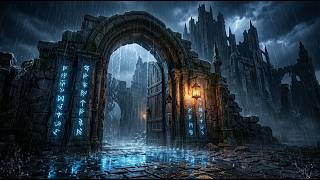 Abandoned Fantasy Castle Rain 🏰 Deep Wind & Echoing Rain (Dark Room)