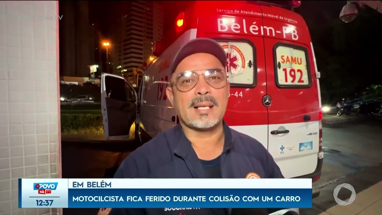 Em Belém: motociclista fica ferido durante colisão com um carro - O Povo na TV