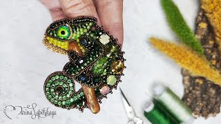 How to make a "Chameleon" brooch from beads (master class)