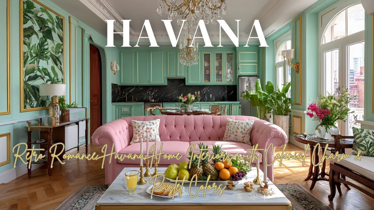 Retro Romance: Havana Home Interiors with Colonial Charm & Pastel Colors
