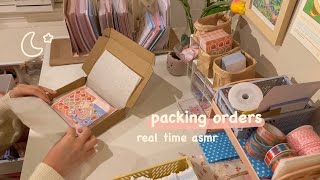 asmr packing orders for my sticker shop  real time, no music + late night edition