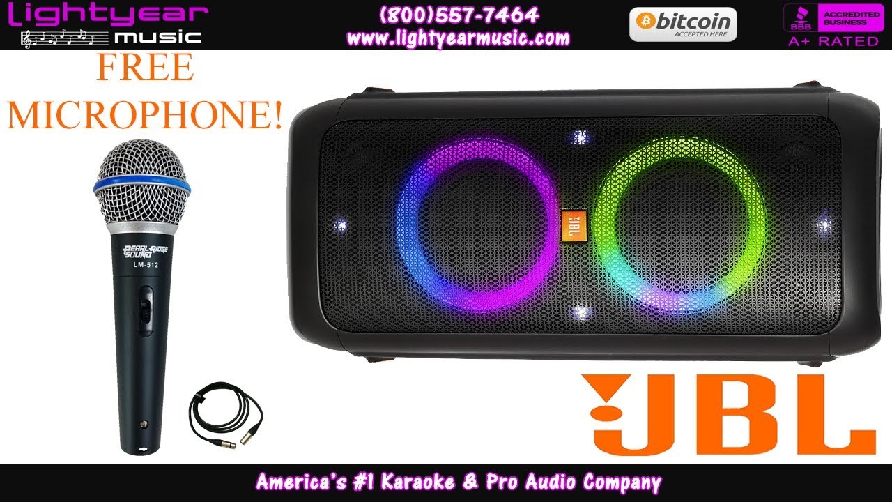 JBL PartyBox On-the-Go Party Tailgate Karaoke Bluetooth  Speaker+LED+Wireless Mic 