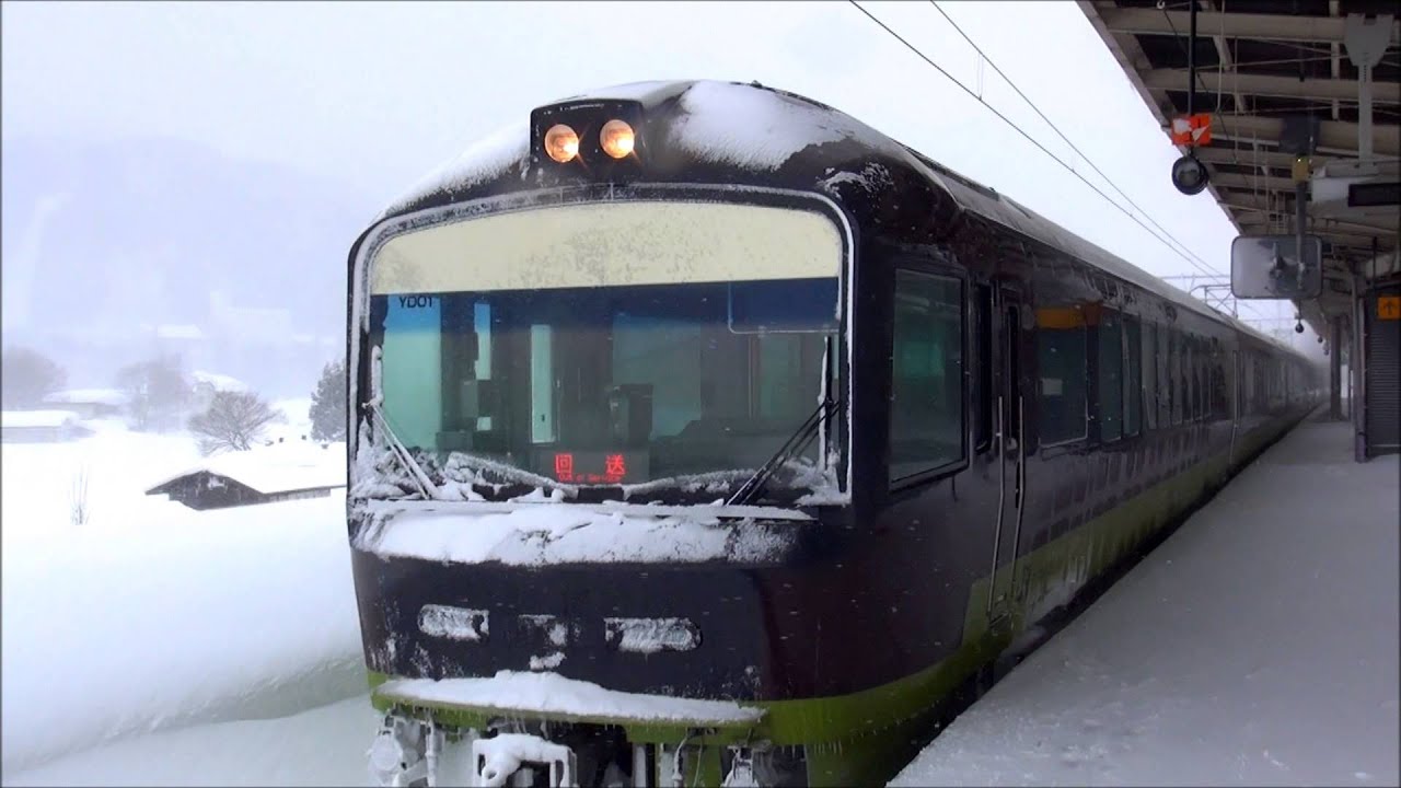 485系｢リゾートやまどり｣吹雪の大糸線を走行！臨時快速｢北アルプス雪見列車｣。(警笛･MH有り)