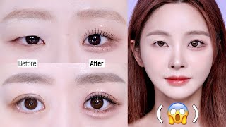 무쌍, 돌출눈 들어와🔥 아이메이크업 진짜 제대로 하는 법👁️ | 속쌍, 무쌍, 짝눈, 돌출눈 유형별로✨ (자연스러운 트임 메이크업✍🏻) | #안다레시피