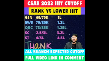 CSAB 2023 IIIT CUTOFF | RANK VS LOWER IIIT | ALL BRANCH EXPECTED CUTOFF #shorts #csab2023
