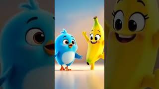 The banana is dancing with his friend little bird #funny  #banana #bird #shorts