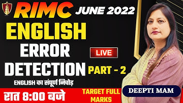 RIMC English Error Detection | Part -2 | RIMC Online Coaching | RIMC June 2022 | Deepti Mam