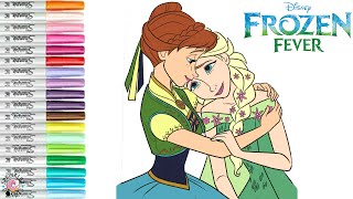 Disney Princess Coloring Book Pages Sisters Anna and Elsa Frozen Fever