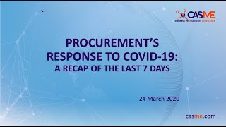 Procurement's response to COVID-19: A Recap of the last 7 days