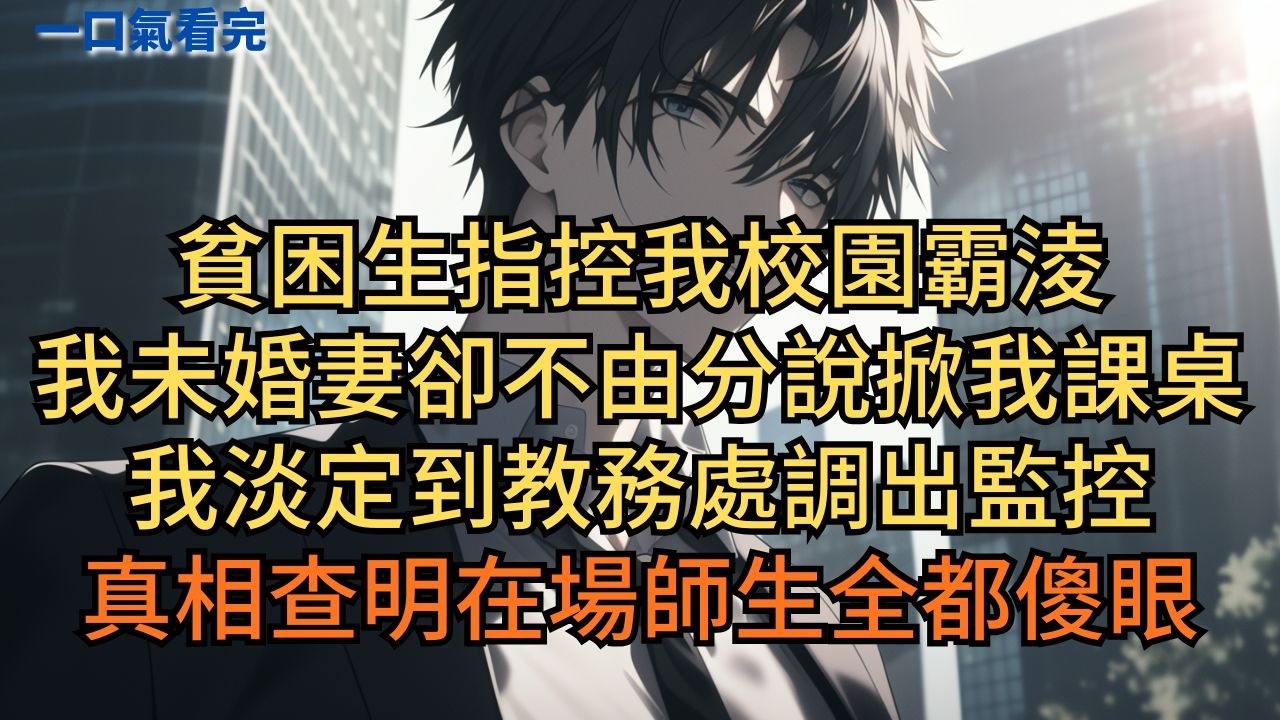 貧困生指控我校園霸淩，我未婚妻卻不由分說掀我課桌。我淡定到教務處調出監控，真相查明在場師生全都傻眼。 #小说 #爽文