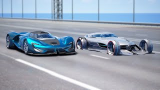 20,000HP Mercedes Silver Arrow vs 20,000HP Dodge SRT Tomahawk | DRAG & TRACK RACE