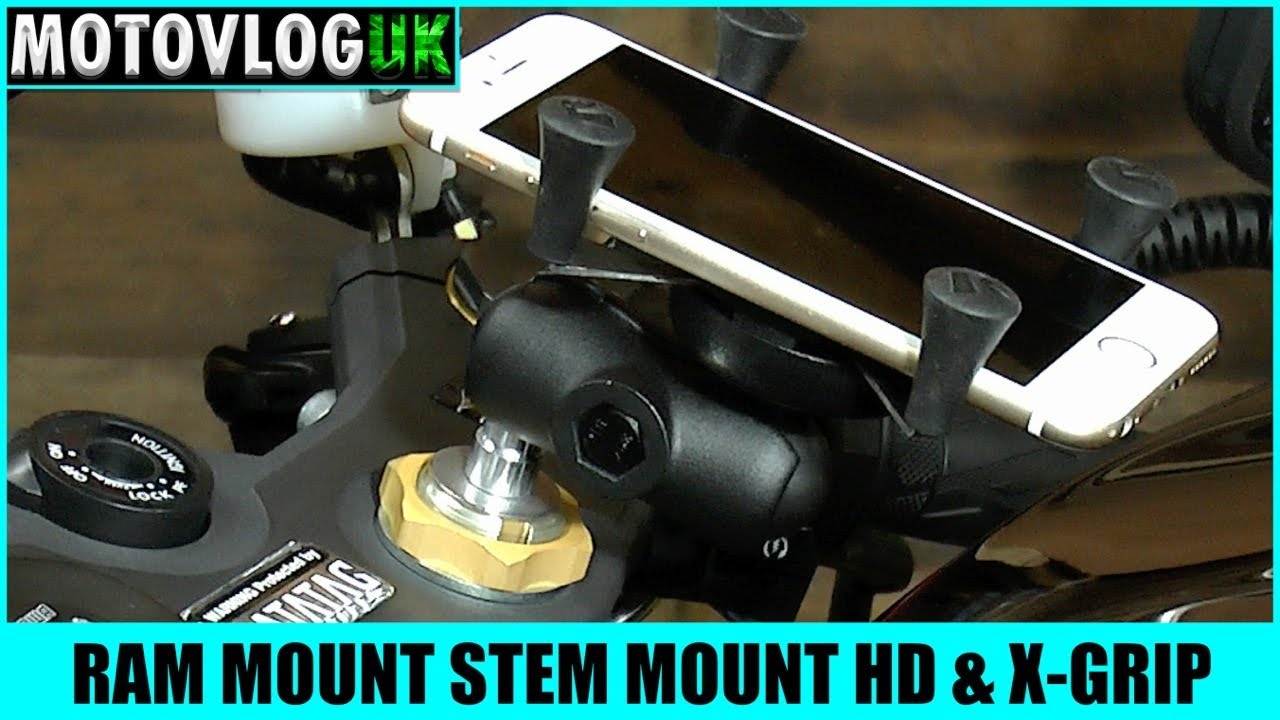 RAM Harley-Davidson Mirror Post Mount with Double Socket Arm and X-Grip Phone Holder. (sku 18558)