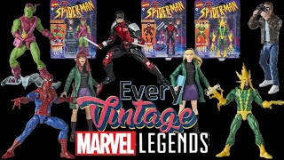 ***see newer video***  Every Marvel Legends Vintage Retro Comparison List Spider-man Green Goblin