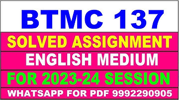 btmc 137 solved assignment 2023-24 | btmc 137 solved assignment in english 2024 | btmc 137 2024