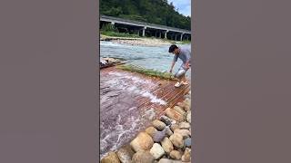 This Man Made a Giant Fish Trap 😱 #fishing #fishingmania #creative