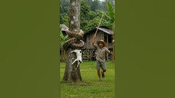 Rare Python Wraps Cat Against Tree Until Farmer Strikes Back!