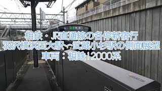 【相鉄12000系】相鉄・JR直通線の羽沢横浜国大駅〜武蔵小杉駅の側面展望