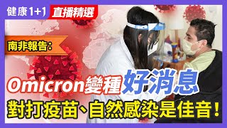 南非研究傳Omicron變種好消息！對自然感染、打疫苗的人都有益處？| 健康1+1 · 直播