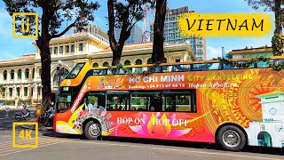 Exploring Ho Chi Minh City with a Hop on/Hop off bus tour. Binaural Audio. [4K bus ride]