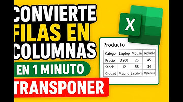 Convierte filas en columnas en 1 Minuto | Función TRANSPONER en Excel