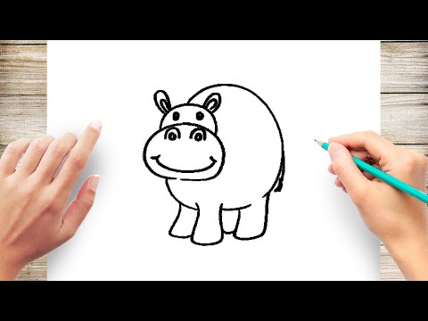Video: How To Draw A Hippo With A Pencil