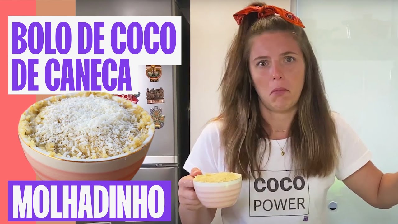 BOLO DE COCO LOW CARB MOLHADINHO NA CANECA | FÁCIL E SAUDÁVEL
