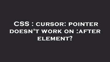 CSS : cursor: pointer doesn