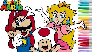 Super Mario Bros Coloring Book Pages Nintendo Toad Princess Toadstool Rainbow Splash