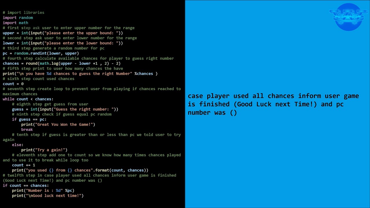 learn python with projects | python projects | Number guessing game in ...
