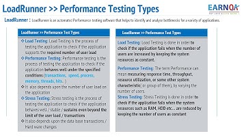Load Runner - Performance Testing Types