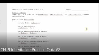 JAVA - Lesson #126 - APCSA - CH  9 Inheritance Practice Quiz #2