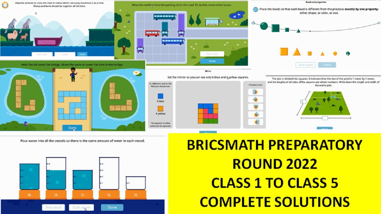 BRICSMATH PREPARATORY ROUND 2022 CLASS 1 TO CLASS 5 COMPLETE SOLUTIONS