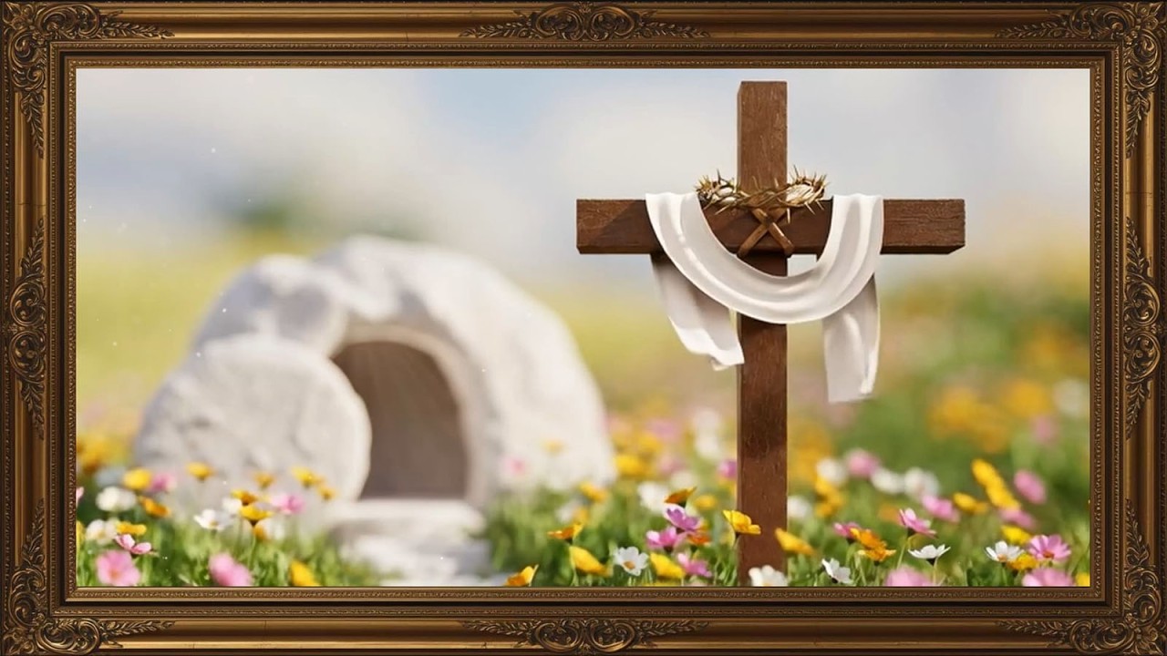 Easter Dawn Cross w/ Music A Peaceful Religious Screensaver Sunrise Resurrection Ambience